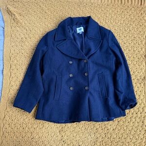 Old Navy Coat Womens XXL Navy Felt Peacoat Double Breasted Jacket Collar Pockets